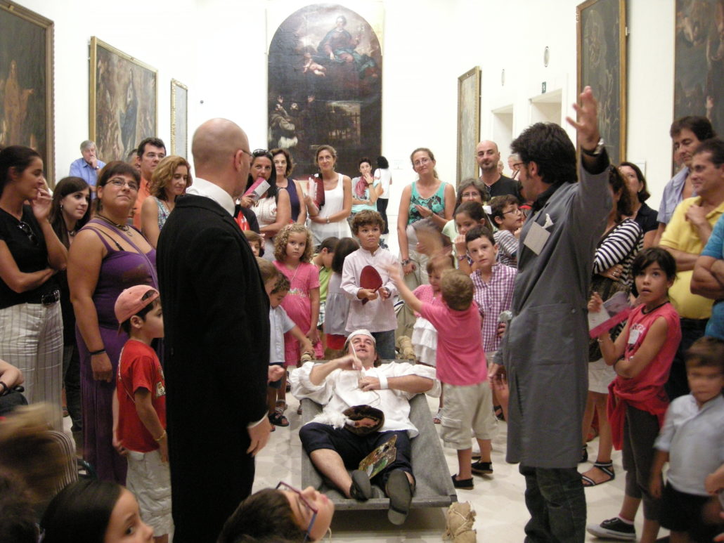 Escena caida de Murillo del andamio. Visita teatralizada al Museo de Cádiz. Animarte